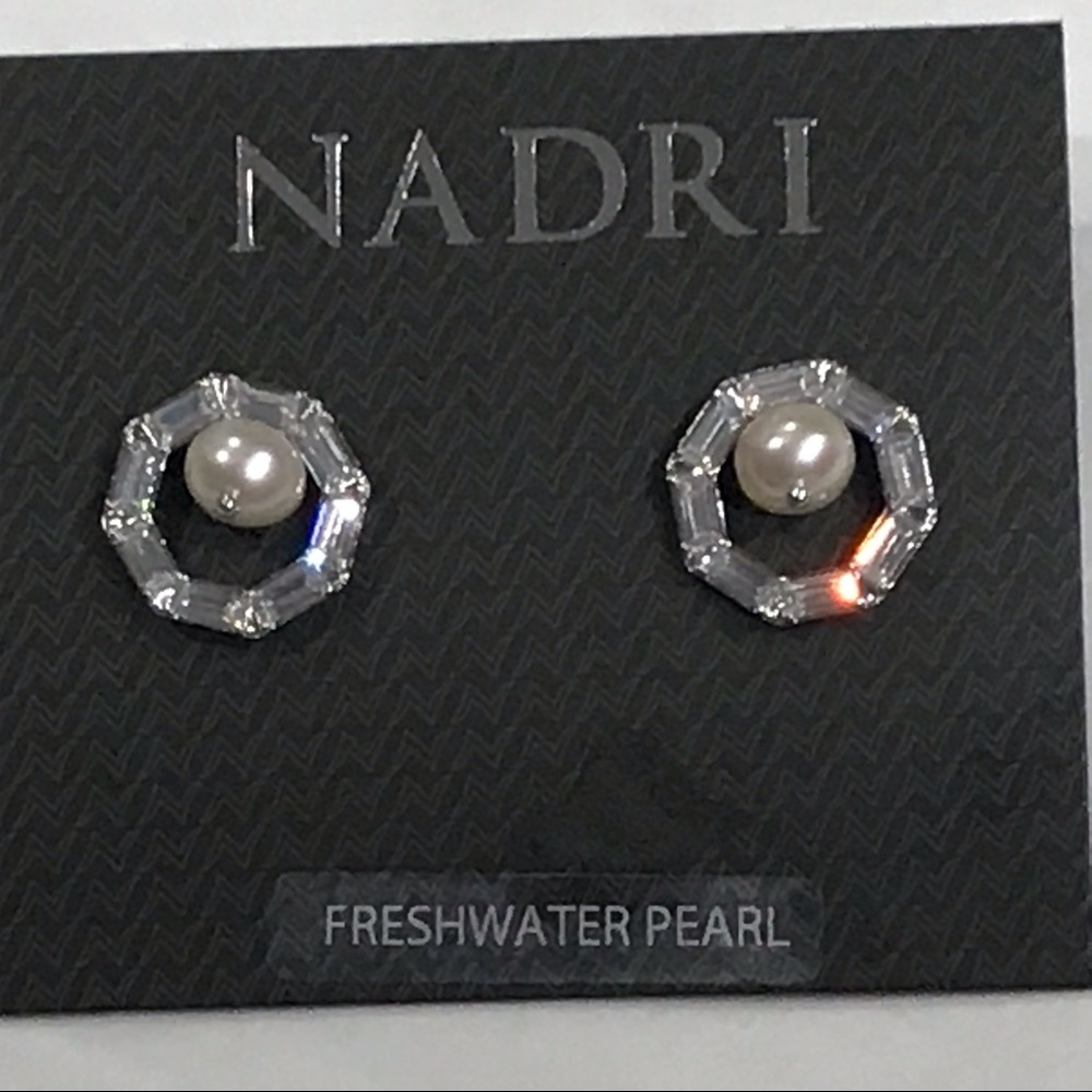 NADRI Stunning CZ & PEARL Post Earrings!